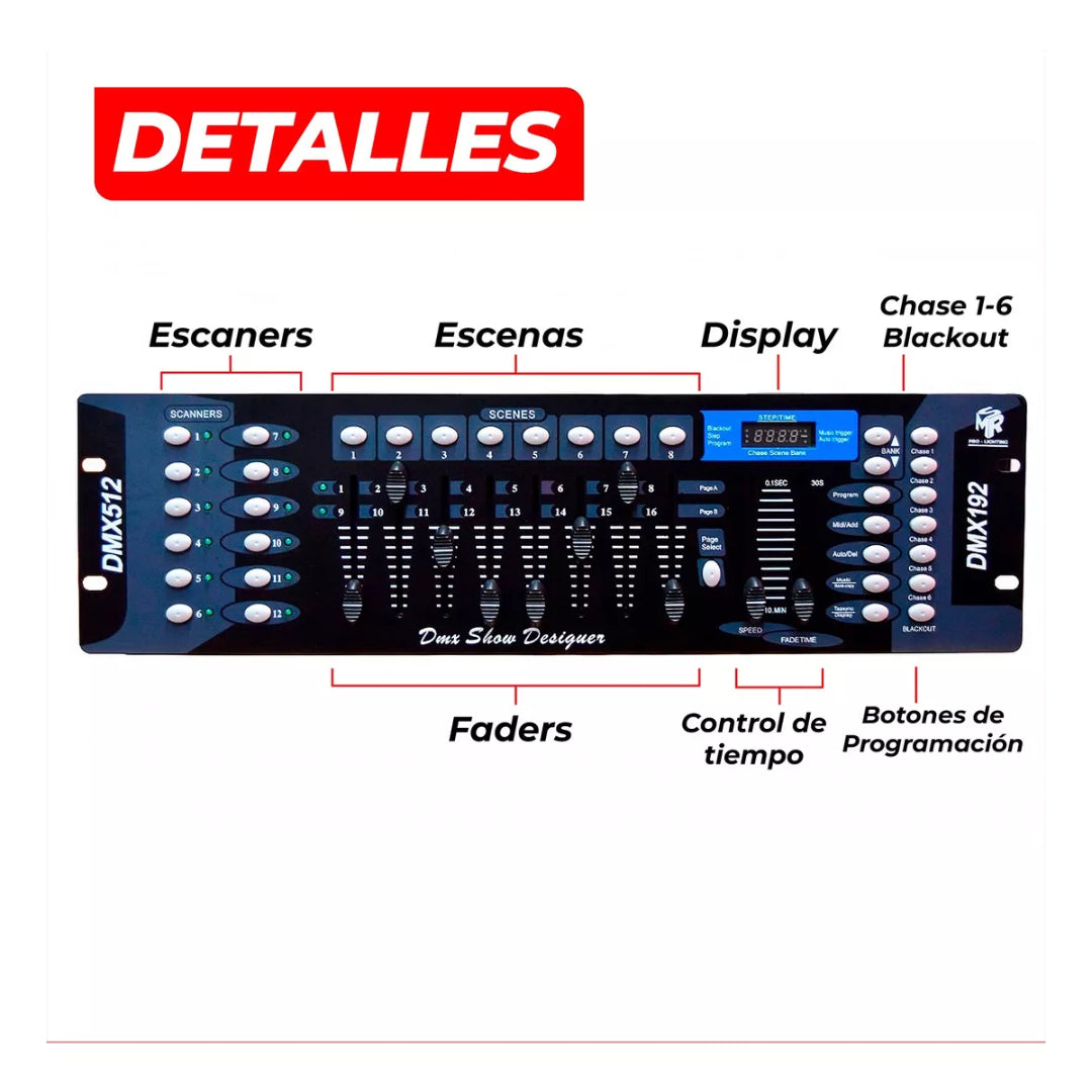 Controlador Dmx 512 Canales 192 + Línea 1M